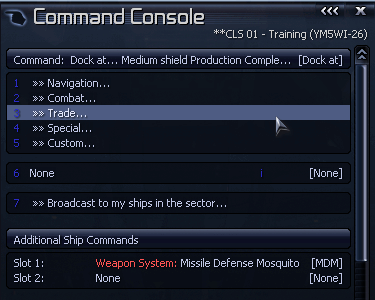 Go into the ship command menu and select Trade