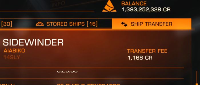 The ship transfer tab in the shipyard.