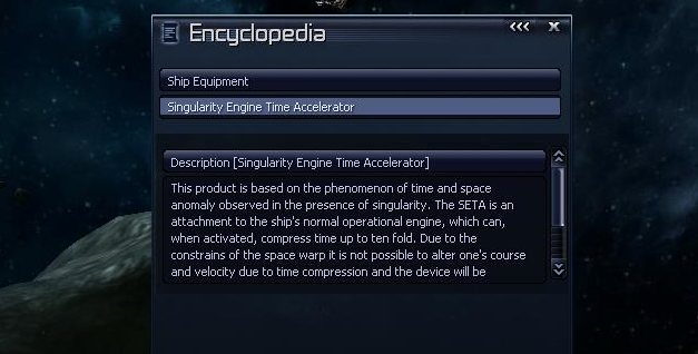 About SETA in the ingame encyclopedia