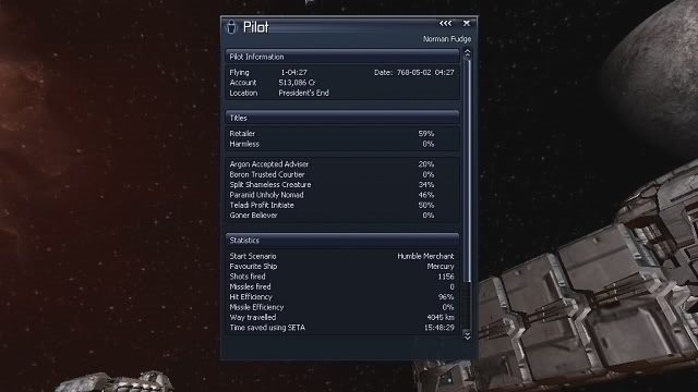 My pilot info screen