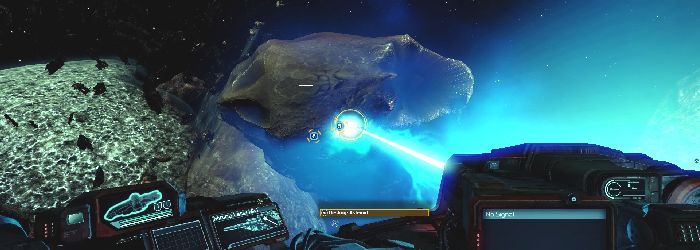 Shooting a asteroid with the mining laser